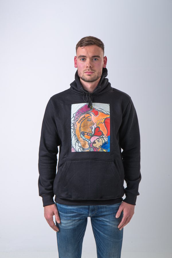 Hoody Man with HEAD Front Print MAMA AFRICA comes in Black. - Image 2