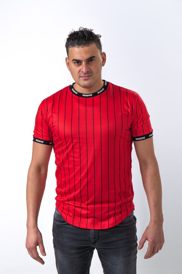 Hooyo  t-shirt for men with SJ paris printed down the sleeves Red. - Image 2