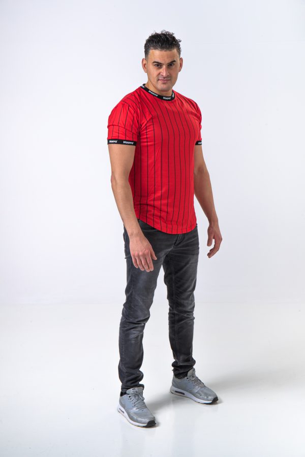 Hooyo  t-shirt for men with SJ paris printed down the sleeves Red. - Image 3