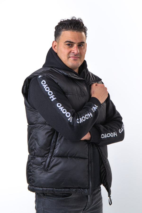 Hoody Man with Sleeves Stripe comes in Black. - Image 2