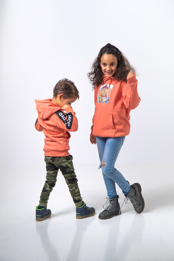 Hoody Kids with HEAD Front Print MAMA AFRICA comes in Salmon - Image 4