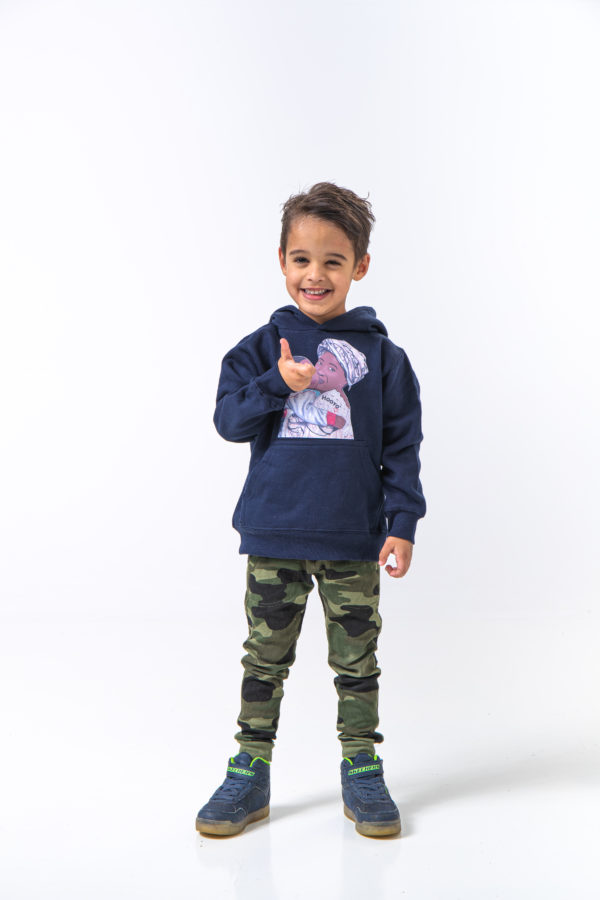 Hoody with HEAD Front Print MAMA AFRICA comes in Dark blue - Image 2