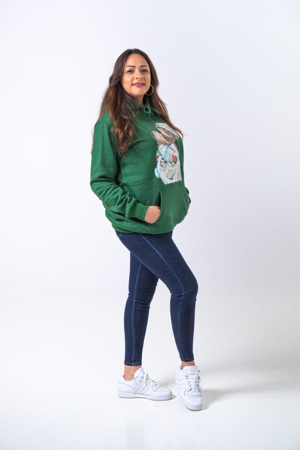 Hoody Woman With head front print MAMA Africa Olive Green. - Image 3