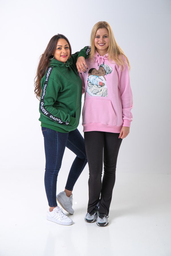 Hoody Woman with HEAD Front Print MAMA AFRICA comes in Pink. - Image 3