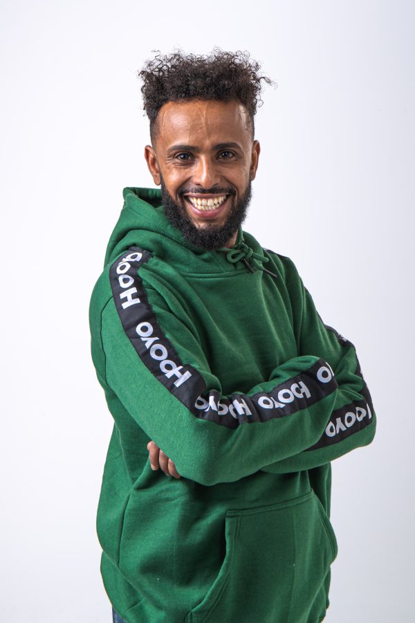 Hoody Man with Sleeves Stripe comes in Olive green. - Image 7