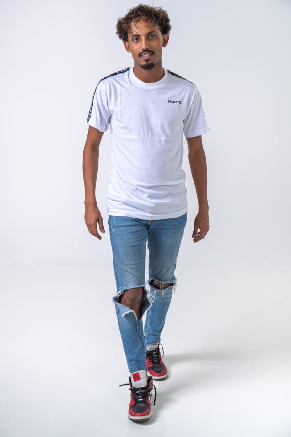 Hooyo Sleeves Stripe T-shirt Man White - Image 12