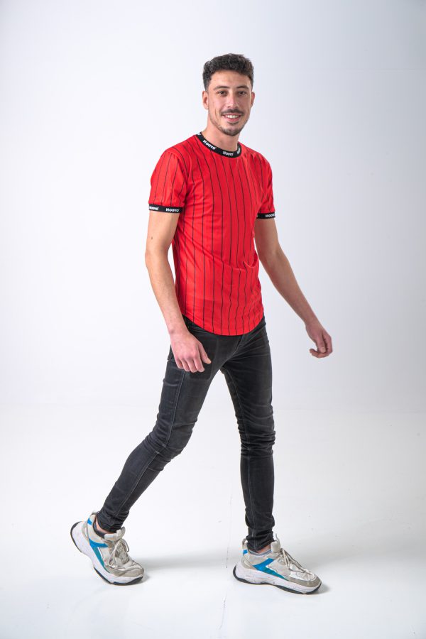 Hooyo  t-shirt for men with SJ paris printed down the sleeves Red. - Image 6