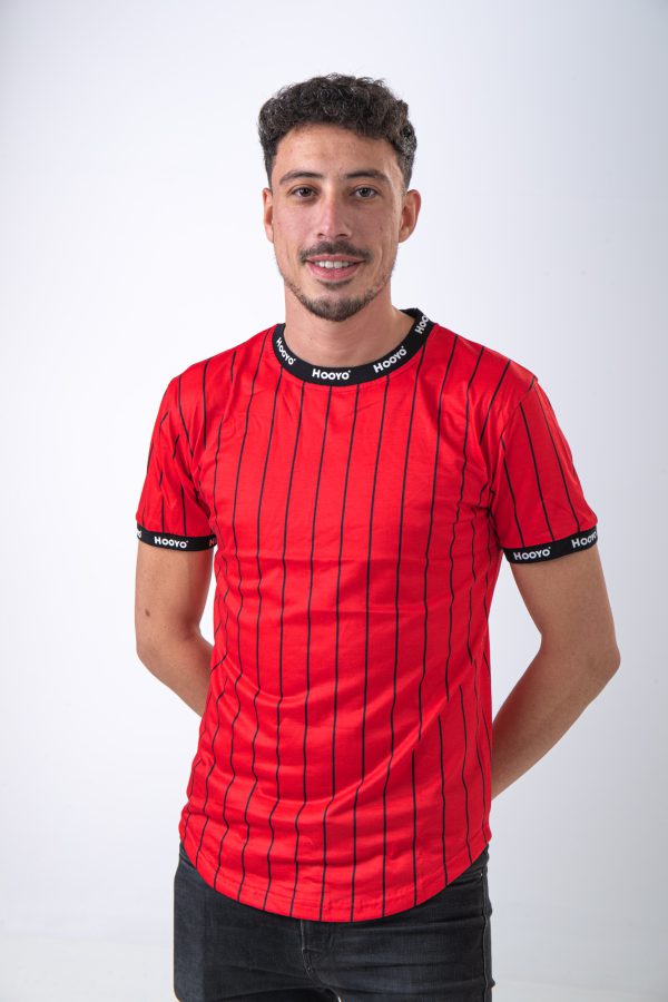 Hooyo  t-shirt for men with SJ paris printed down the sleeves Red. - Image 7