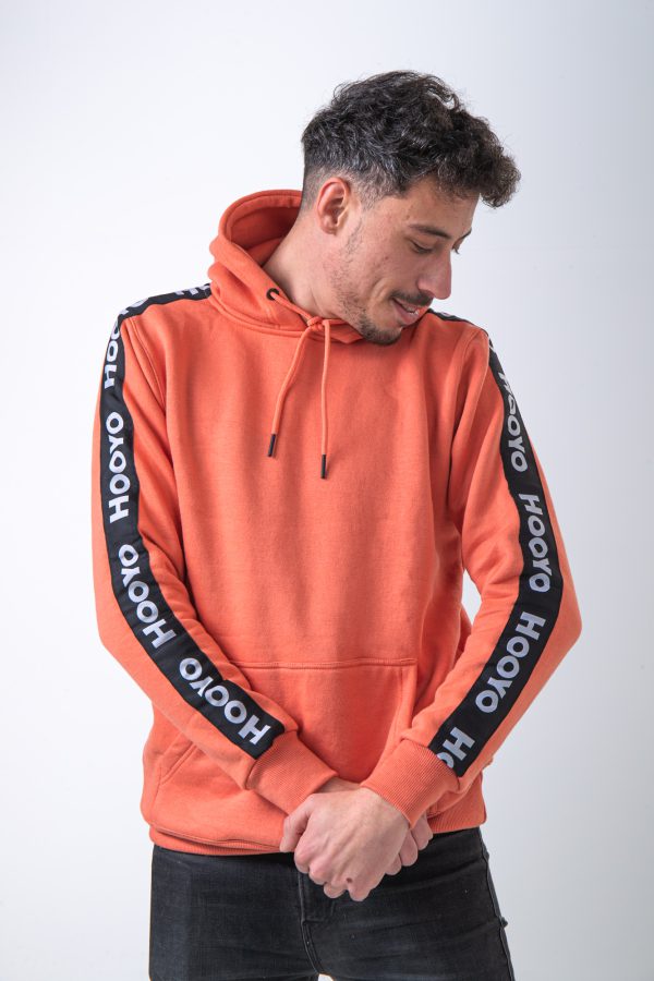 Hoody Man with Sleeves Stripe comes in Salmon. - Image 6