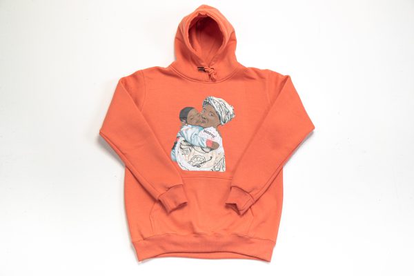 Hoody Woman with HEAD Front Print MAMA AFRICA comes in Salmon.